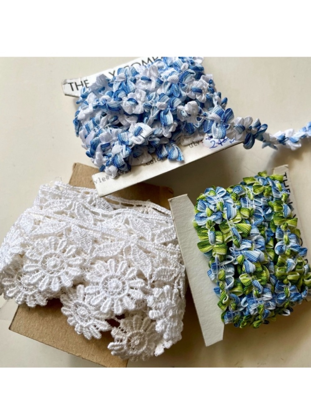3 trims bundle floral ribbons sewing dresses crafts 6.5 yds total